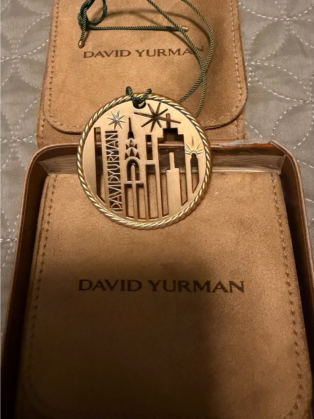 A Collector’s Item:David Yurman Gold Cityscape Cutout Pendant with Braided Edge